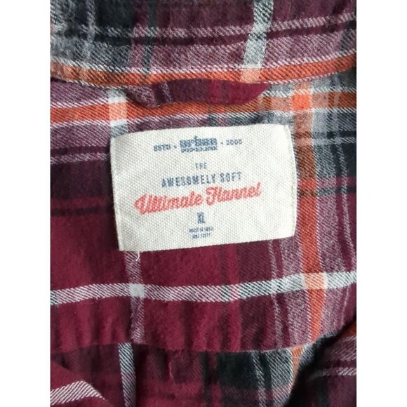 Urban Pipeline Women's Maroon White Plaid Ultimate Flannel Shirt Button up XL - Picture 5 of 7